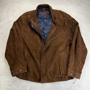 Vintage Cremieux Suede Bomber Jacket Mens 2XL Brown Genuine Leather Outdoor